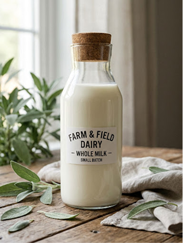 Fresh farm milk bottle
